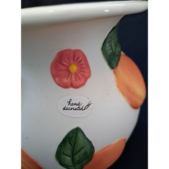 Claire Burke Summer Peach Bisque Vase Hand Decorated Pottery Signed - Picture 4 of 9